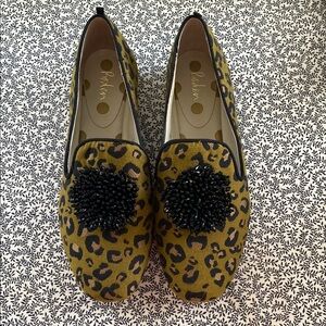 Boden Leopard Print Flats Black and Brown